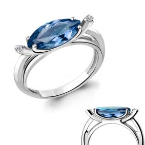 Серебряное кольцо AQUAMARINE А6900893А с фианитом и Лондон топазом А6900893А фото