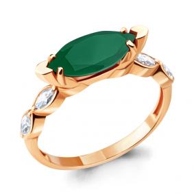 Кольцо из золочёного серебра AQUAMARINE А6900909-п с фианитом и агатом А6900909-п фото