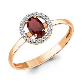Кольцо из золочёного серебра AQUAMARINE А6901003А-п с фианитом и гранатом А6901003А-п фото