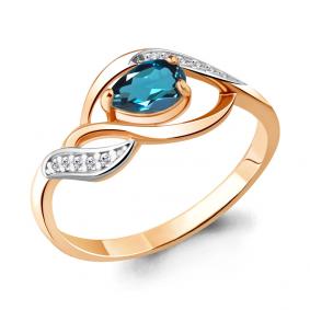 Кольцо из золочёного серебра AQUAMARINE А6901108А-пк с фианитом и Лондон топазом А6901108А-пк фото