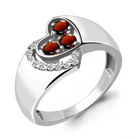 Серебряное кольцо AQUAMARINE А6901203А с фианитом и гранатом А6901203А фото