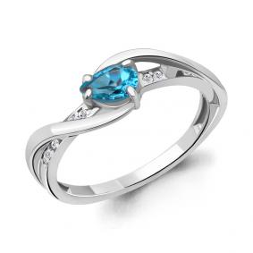 Серебряное кольцо AQUAMARINE А6901605А с топазом и фианитом А6901605А фото