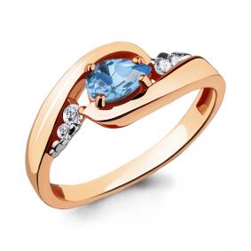 Кольцо из золочёного серебра AQUAMARINE А6901705А-п с топазом и фианитом А6901705А-п фото