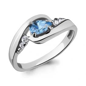 Серебряное кольцо AQUAMARINE А6901705А с топазом и фианитом А6901705А фото