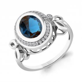 Серебряное кольцо AQUAMARINE А6901893А с фианитом и Лондон топазом А6901893А фото
