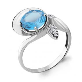 Серебряное кольцо AQUAMARINE А6901992А с топазом и фианитом А6901992А фото