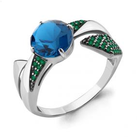 Серебряное кольцо AQUAMARINE А6902193Г с гидротермальным изумрудом и Лондон топазом А6902193Г фото