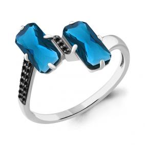 Серебряное кольцо AQUAMARINE А6902293Ч с Лондон топазом и ювелирным кристаллом А6902293Ч фото