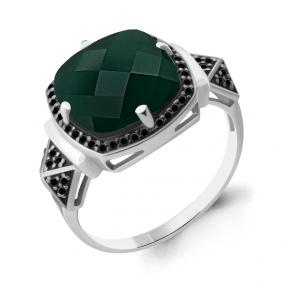 Серебряное кольцо AQUAMARINE А6902309Ч с агатом и ювелирным кристаллом А6902309Ч фото