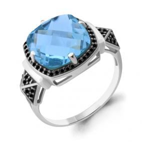 Серебряное кольцо AQUAMARINE А6902388Ч с турмалином и ювелирным кристаллом А6902388Ч фото