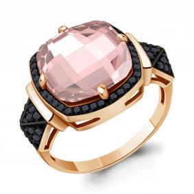 Кольцо из золочёного серебра AQUAMARINE А6902390Ч-п с ювелирным кристаллом и морганитом А6902390Ч-п фото
