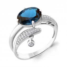Серебряное кольцо AQUAMARINE А6902493А с фианитом и Лондон топазом А6902493А фото