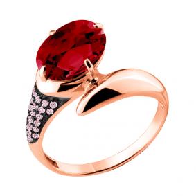 Кольцо из золочёного серебра AQUAMARINE А6902585В-п с фианитом и гранатом А6902585В-п фото