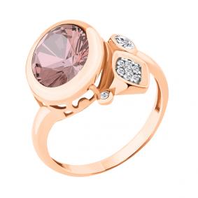 Кольцо из золочёного серебра AQUAMARINE А6902790А-п с фианитом и морганитом А6902790А-п фото
