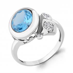 Серебряное кольцо AQUAMARINE А6902792А с топазом и фианитом А6902792А фото
