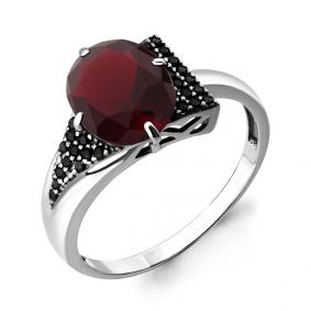 Серебряное кольцо AQUAMARINE А6902885Ч с гранатом и ювелирным кристаллом А6902885Ч фото