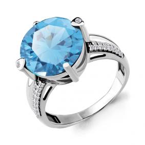 Серебряное кольцо AQUAMARINE А6902988А с фианитом и турмалином А6902988А фото