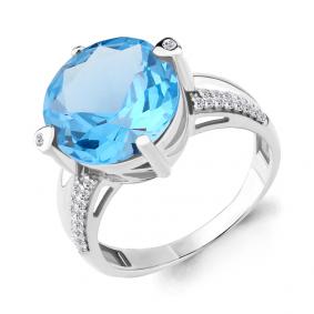 Серебряное кольцо AQUAMARINE А6902992А с топазом и фианитом А6902992А фото