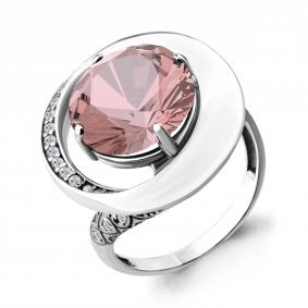 Серебряное кольцо AQUAMARINE А6903090А с фианитом и морганитом А6903090А фото