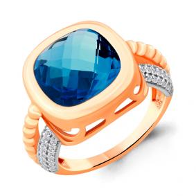 Кольцо из золочёного серебра AQUAMARINE А6903493А-п с фианитом и Лондон топазом А6903493А-п фото