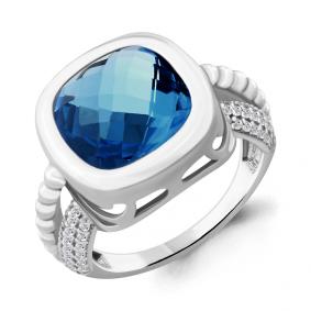 Серебряное кольцо AQUAMARINE А6903493А с фианитом и Лондон топазом А6903493А фото