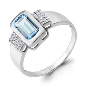 Серебряное кольцо AQUAMARINE А6903588А с фианитом и турмалином А6903588А фото