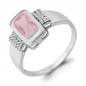 Серебряное кольцо AQUAMARINE А6903590А с фианитом и морганитом А6903590А фото