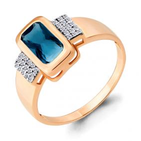 Кольцо из золочёного серебра AQUAMARINE А6903593А-п с фианитом и Лондон топазом А6903593А-п фото