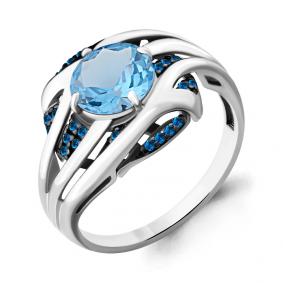 Серебряное кольцо AQUAMARINE А6903792Б с топазом и гидротермальным сапфиром А6903792Б фото