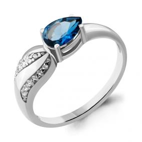 Серебряное кольцо AQUAMARINE А6904108А с фианитом и Лондон топазом А6904108А фото