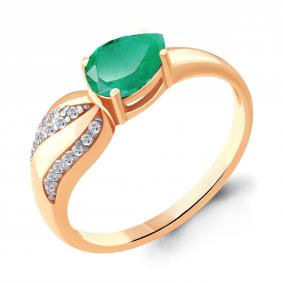 Кольцо из золочёного серебра AQUAMARINE А6904109А-п с фианитом и агатом А6904109А-п фото