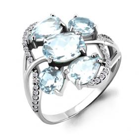 Серебряное кольцо AQUAMARINE А6904902А с топазом и фианитом А6904902А фото