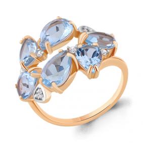 Кольцо из золочёного серебра AQUAMARINE А6905202А-пк с топазом и фианитом А6905202А-пк фото