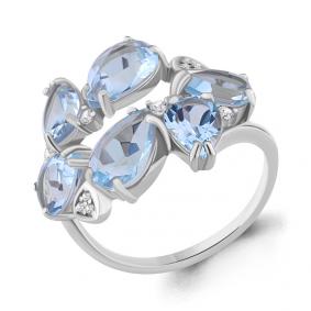Серебряное кольцо AQUAMARINE А6905202А с топазом и фианитом А6905202А фото