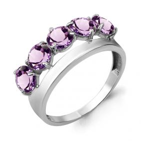 Серебряное кольцо AQUAMARINE А6905504 с аметистом А6905504 фото
