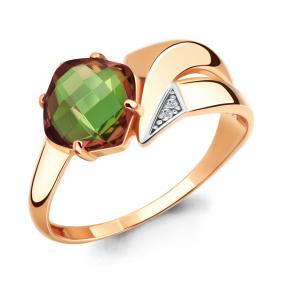 Кольцо из золочёного серебра AQUAMARINE А6906119А-п с фианитом и султанитом А6906119А-п фото
