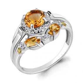 Серебряное кольцо AQUAMARINE А6906506АЕ с фианитом и цитрином А6906506АЕ фото