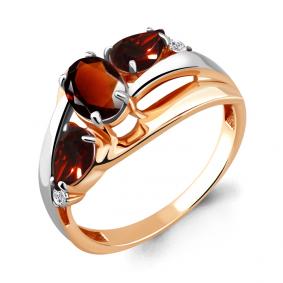 Кольцо из золочёного серебра AQUAMARINE А6906803-пк с фианитом и гранатом А6906803-пк фото