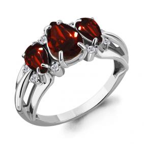 Серебряное кольцо AQUAMARINE А6907103А с фианитом и гранатом А6907103А фото