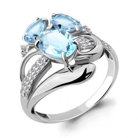 Серебряное кольцо AQUAMARINE А6907602А с топазом и фианитом А6907602А фото