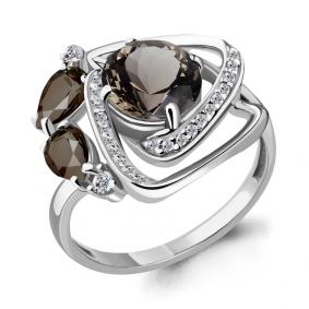 Серебряное кольцо AQUAMARINE А6907801А с фианитом и кварцем А6907801А фото