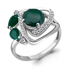 Серебряное кольцо AQUAMARINE А6907809А с фианитом и агатом А6907809А фото