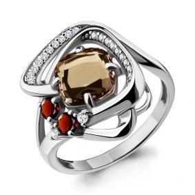 Серебряное кольцо AQUAMARINE А6907936А с фианитом, гранатом, кварцем и миксом камней А6907936А фото
