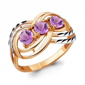 Кольцо из золочёного серебра AQUAMARINE А6908204-пк с аметистом А6908204-пк фото