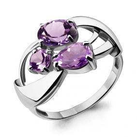 Серебряное кольцо AQUAMARINE А6908504 с аметистом А6908504 фото