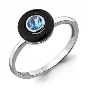Серебряное кольцо AQUAMARINE А6910705 с топазом и керамикой А6910705 фото