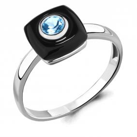 Серебряное кольцо AQUAMARINE А6910805 с топазом и керамикой А6910805 фото