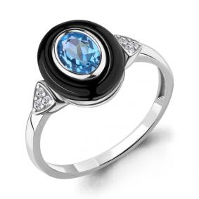 Серебряное кольцо AQUAMARINE А6911105А с топазом и фианитом А6911105А фото