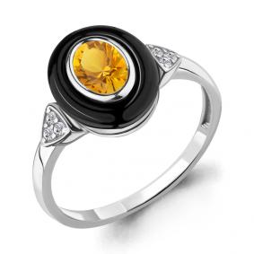 Серебряное кольцо AQUAMARINE А6911106А с фианитом и цитрином А6911106А фото