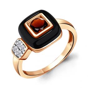 Кольцо из золочёного серебра AQUAMARINE А6911203А-п с фианитом, гранатом и керамикой А6911203А-п фото